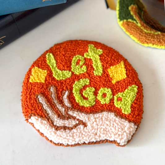 let go, let God mug rug - citrus (handmade)