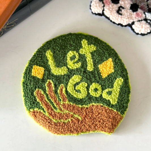 let go, let God mug rug - cypress (handmade)