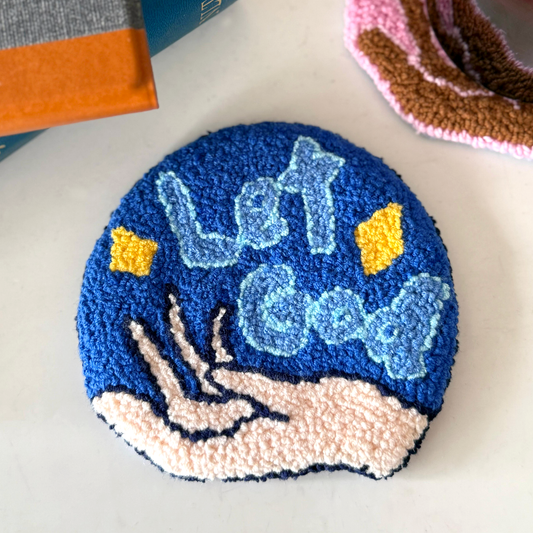 let go, let God mug rug - night sky (handmade)