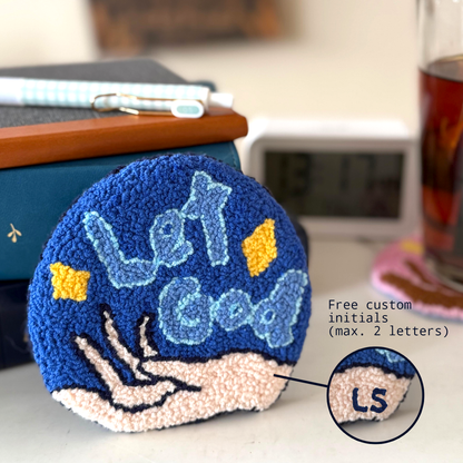 let go, let God mug rug - night sky (handmade)