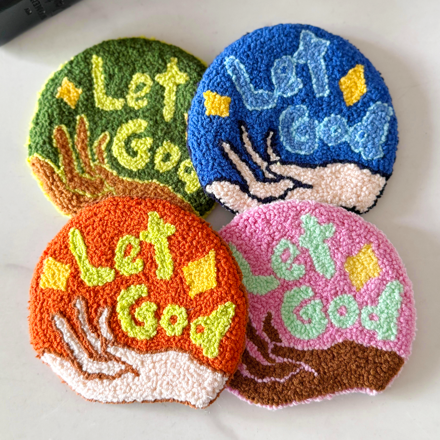 let go, let God mug rug - night sky (handmade)